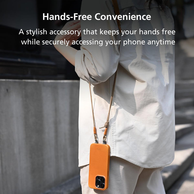 alto Universal Cell Phone Crossbody Lanyard Shoulder Pad Set, Detachable Patch, Adjustable Nylon Strap with Italian Leather Pads for iPhone and Android Full Body Phone Cases (Caramel Brown) Caramel Brown
