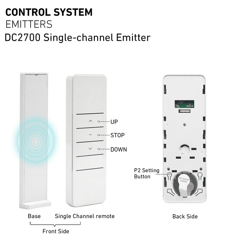 DC2700 1 Channel Wireless RF Transmitter Emitter Remote Controller for Curtain Motor DT52E/KT82TN/DT360
