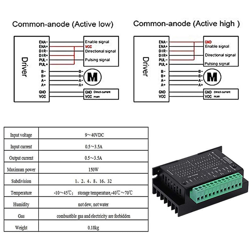 TB6600 4A 9-42V Stepper Motor Driver Controller TB6600 32 Segments 2/4 Phase Hybrid Stepper Motor Driver Board for Nema 17 23 34 Step Driver 1 piece