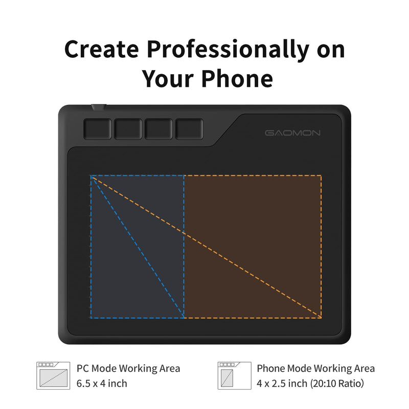 GAOMON S620 Graphics Drawing Tablet, 6.5x4, 8192 Pressure & 4 Hot Keys | Battery-Free Stylus, Ultra-Slim & Portable, for Beginners, Students & Creators in Digital Art, Note-Taking & OSU 6.5x4 Inch