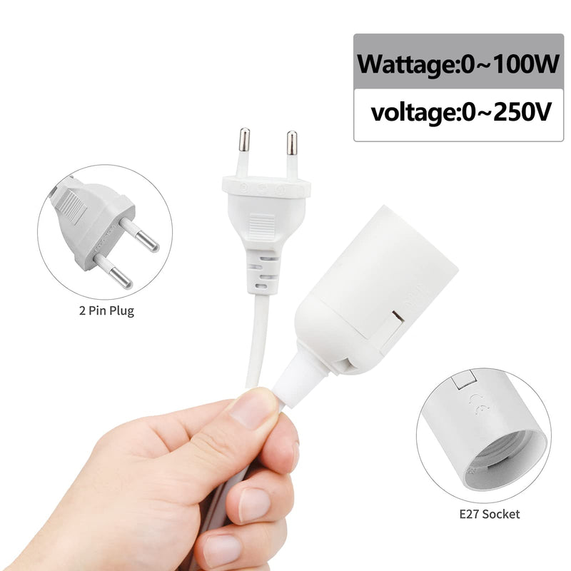 E27 Lamp Holder with Switch Socket Adapter and 3.5 m Power Cable, Lamp Base E 27 Socket Lamp Suspension White for Ceiling Light, Pendant Light and much more