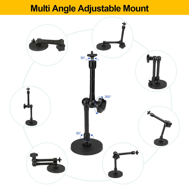 [AUSTRALIA] - Mippko Magnetic Camera Mount for GoPro Hero/Insta 360 / DJI OSMO/AKASO Action Camera,3.46 inch Diam Magnetic Rubber Coating Base,10 inch Length Adjustable Aluminum Alloy Arm 