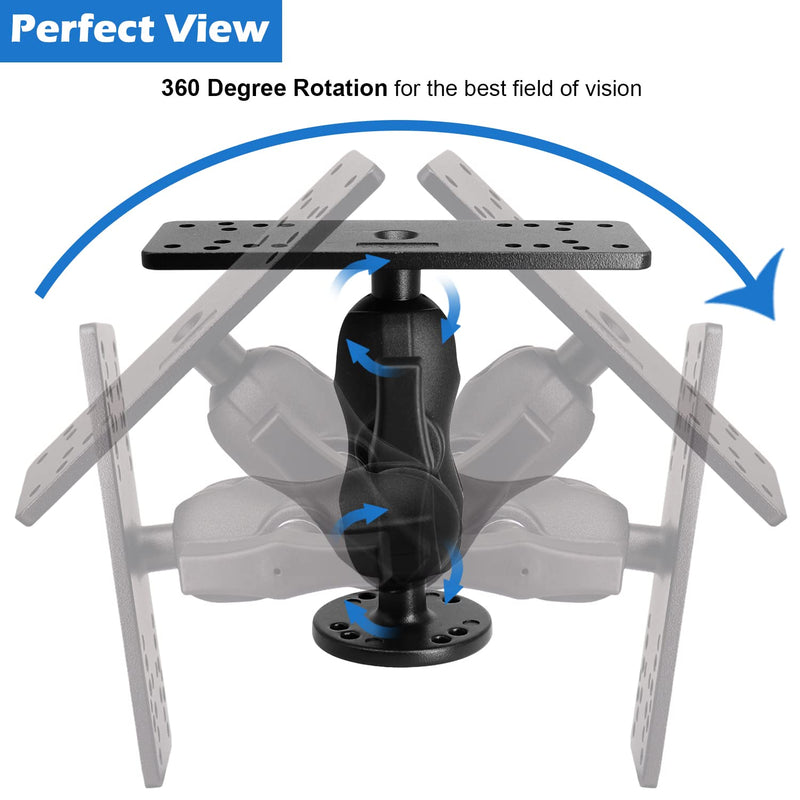 Cast Aluminum C Size 1.5" Short Arm Fish Finder Mount | Universal marine electronic plate with 38mm C size ball. Compatible with Garmin Lowrance and Humminbird