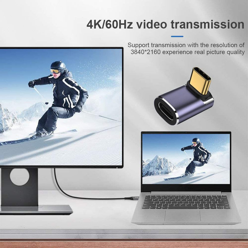 NFHK 40Gbps USB4 Type C Male to Female 90 Degree Up Down Angled 100W Power Data 8K Video Adapter for Laptop Phone Up Angled Male to Female