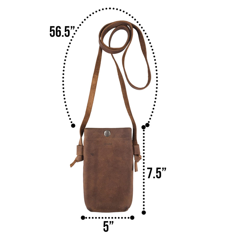 Hide & Drink, Phone Bag Handmade from Full Grain Leather - Bourbon Brown