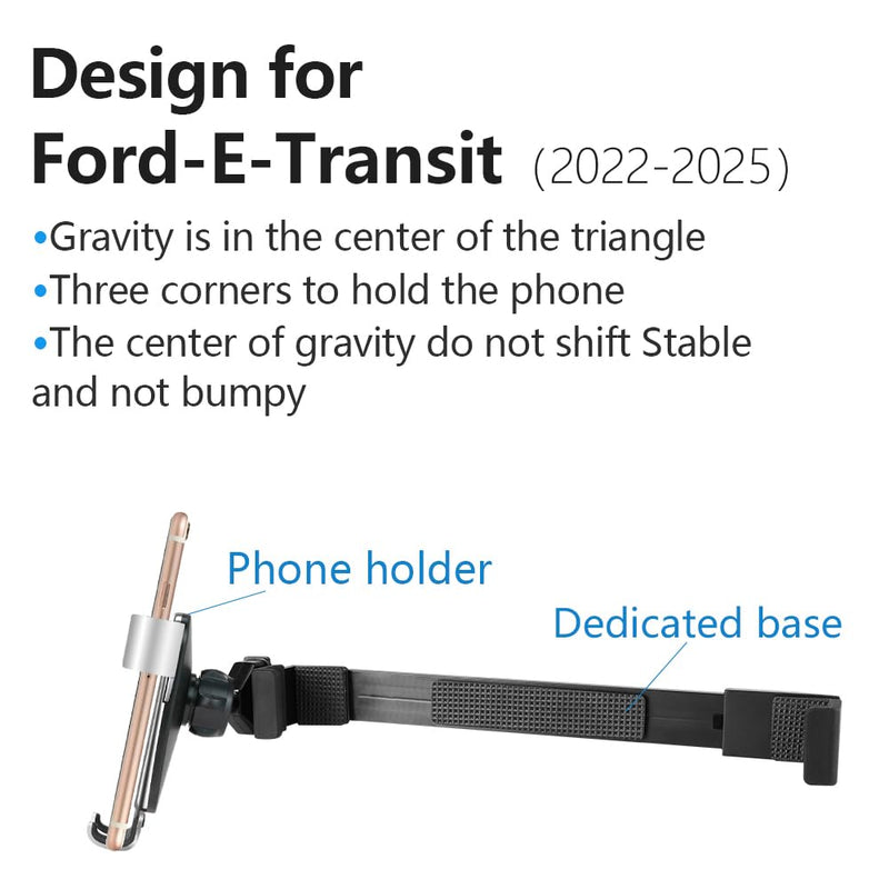 Car Phone Holder for Ford E-Transit Cargo Van 2022-2026 and Transit Passenger Van HD-XLT/XLT 2023-2026【 12 inch Touch Screen 】 Auto Interior Accessories Best Cell Phones Mount Cellphone Stand