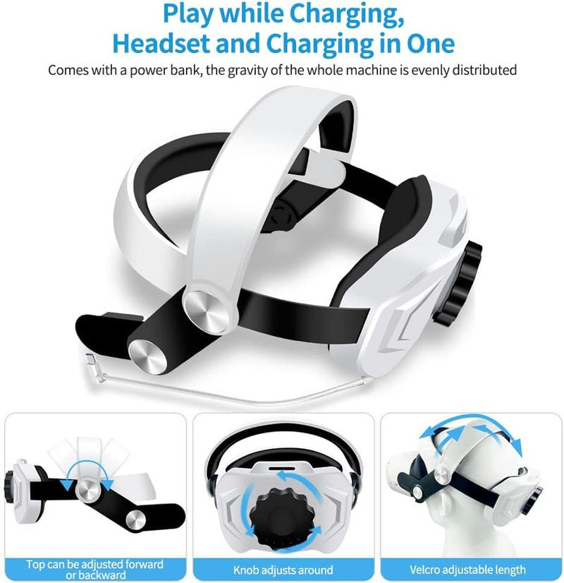 OBEST Oculus Quest 2 Head Strap with 5300mAh Battery Pack, Replacement Adjustable Head Strap for Oculus Quest 2 for Enhanced Support and Comfort (Include 10 Isolation Mask,1 Head Pad)