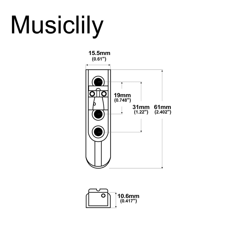 Musiclily Pro 15.5mm Individual Bass Bridge Single String Lock-Down Bass Bridge for 1st/2nd String, Black