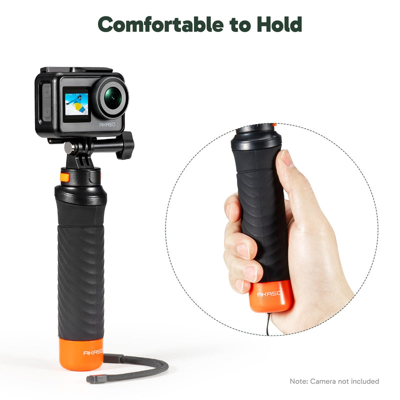 AKASO Waterproof Floating Hand Grip Compatible with AKASO Action Camera EK7000/Brave 4/Brave 7 LE/Brave 7/Gopro Hero12/11/10/ 9/Max/DJI Osmo Action, Handle Mount Accessories for Water Sports