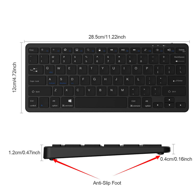 TaIYanG Bluetooth Keyboard for iPad Wireless Keyboard Compatible iPad 10th/iPad 10.2(9th/8th/7th Generation),iPad Air 5th/4th, iPad Pro 11/12.9, iPad 9.7, iPad Mini and All Bluetooth Devices (Black) Black