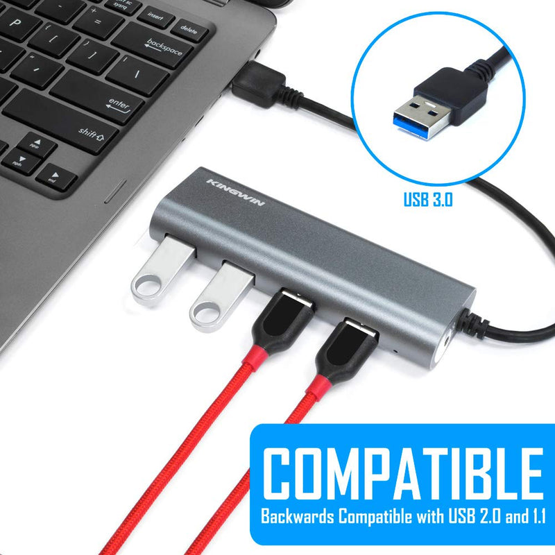 USB Hub 4-Port (5Gps) Transfer Speed Kingwin Data Hub for Flash Drive & Card Reader on MacBook Pro, Mac Computer, Mini Computer, Mac Pro, and more 4 PORT USB 3.0