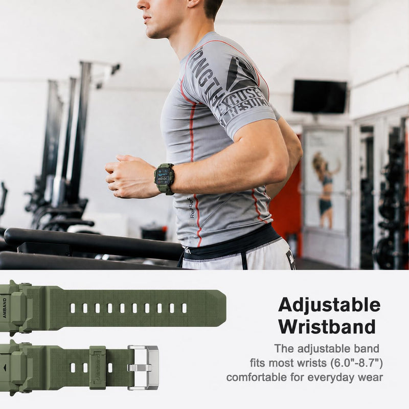 amBand Rugged Case with Band Compatible with Apple Watch Ultra 3/2/1 49mm for Men, Shockproof Protective Case with 9H Screen Protector, Sport Band & Bumper Cover, Army Green