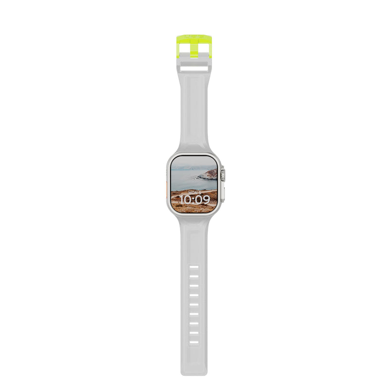 URBAN ARMOR GEAR UAG Compatible with Apple Watch Band 49/46/45/44mm iWatch Series Ultra 1-3/4-11/SE 1-3, Silicone Slim Waterproof Sporty Replacement Watch Strap, Scout Smoke/Active Neon