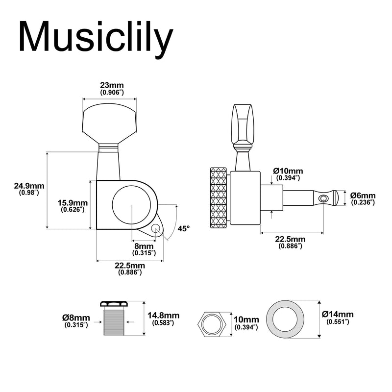 [AUSTRALIA] - Musiclily Pro 3x3 Guitar Locking Tuners Tuning Pegs Keys Machine Heads Set for Les Paul Style Electric or Acoustic Guitar, Black 