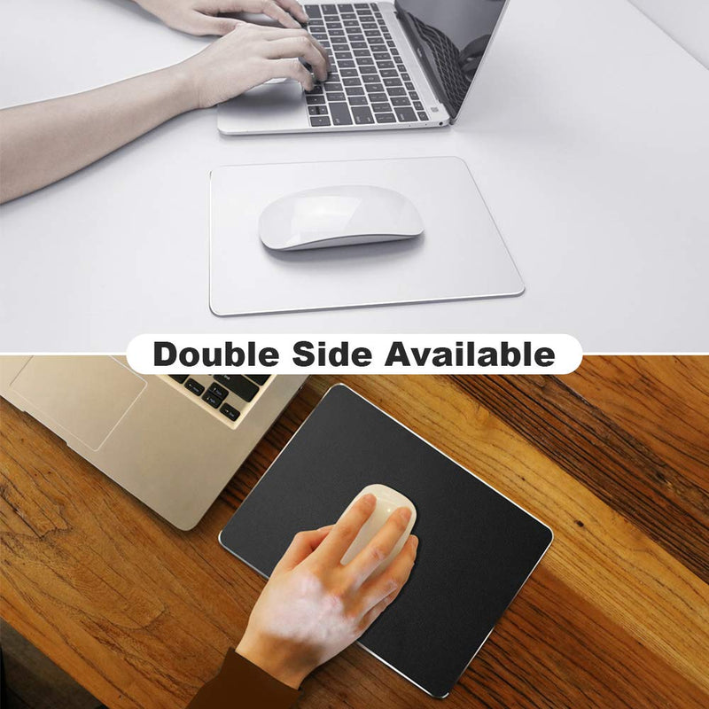 Hard Silver Metal Aluminum Mouse Pad Mat Smooth Magic Ultra Thin Double Side Mouse Mat Waterproof Fast and Accurate Control for Gaming and Office(Small 9.05X7.08 Inch) Small