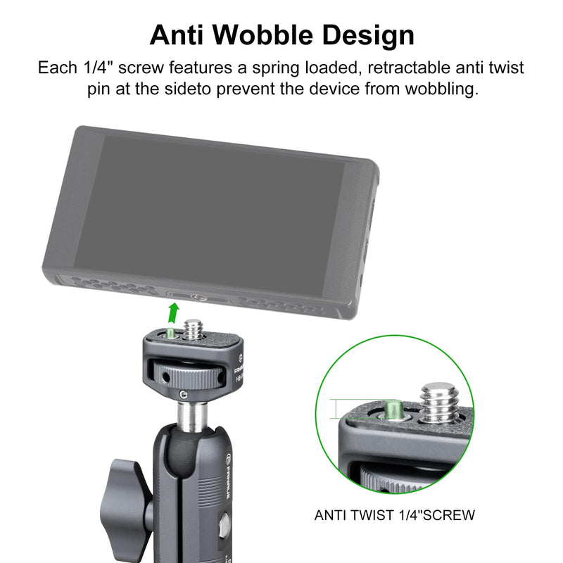 [AUSTRALIA] - FANAUE Mini Articulating Arm Mount Camera Accessories Compatible with 1/4"-20 to 1/4"-20 Connectors (with Locating Pins) Aluminum-Built Arm Offers Flexibility Connectors 