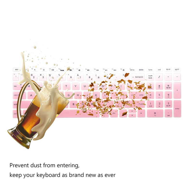 2PCS Keyboard Cover for HP Laptop 17-by 17-bs/ca, HP 17-by4633dx 17-by4065st by4011cy by1053dx by2053c by3053/3056cl by3613dx by0061st 17-bs011dx bs049dx bs021ds bs025cl bs049dx bs153cl 17-ca3035cl Ombre Pink+Clear