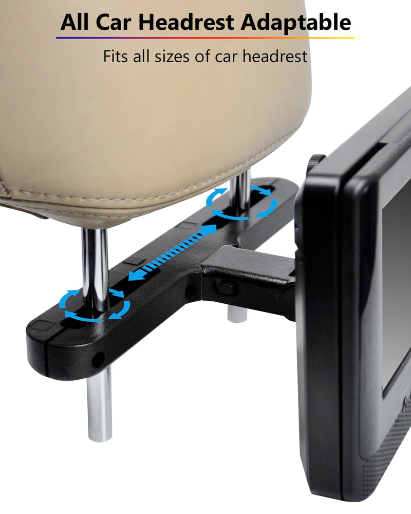 Car Headrest Mounts, Angle Adjustable Headrest Dual Screen DVD Player Mount Holders, 2 Mounting Brackets for UEME/WONNIE/FANGOR/SYLVANIA Dual Screen DVD Players