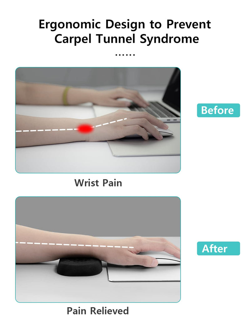 VAYDEER Keyboard and Mouse Wrist Rest Pad Set Padded Memory Foam Hand Rest Support for Office, Computer, Laptop, Mac Typing and Wrist Pain Relief and Repair(Large Set) Large keyboard wrist rest + Small mouse wrist rest