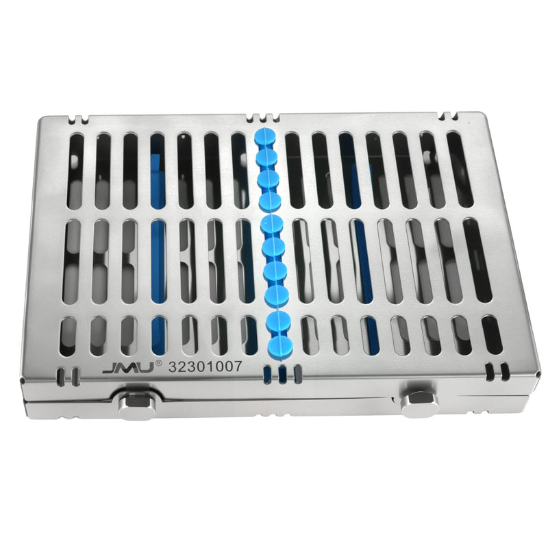 [AUSTRALIA] - JMU Dental Autoclave Sterilization Cassettes for 10 Instruments, Detachable Instrument Cassette Rack, Blue 1 