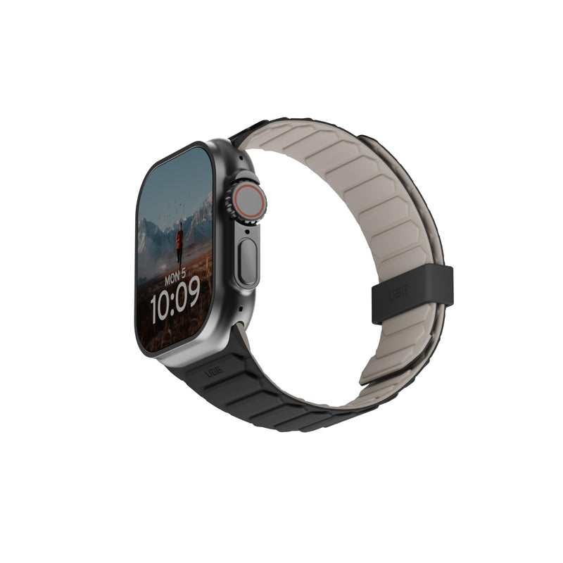 URBAN ARMOR GEAR UAG Compatible with Apple Watch Band 49/46/45/44mm & 42/41/40mm Pathfinder Silicone Double Side Reversible Magnetic Watch Strap iWatch Series Ultra 3/Ultra 2/Ultra/4-11/SE3/SE2/SE Black/Titanium