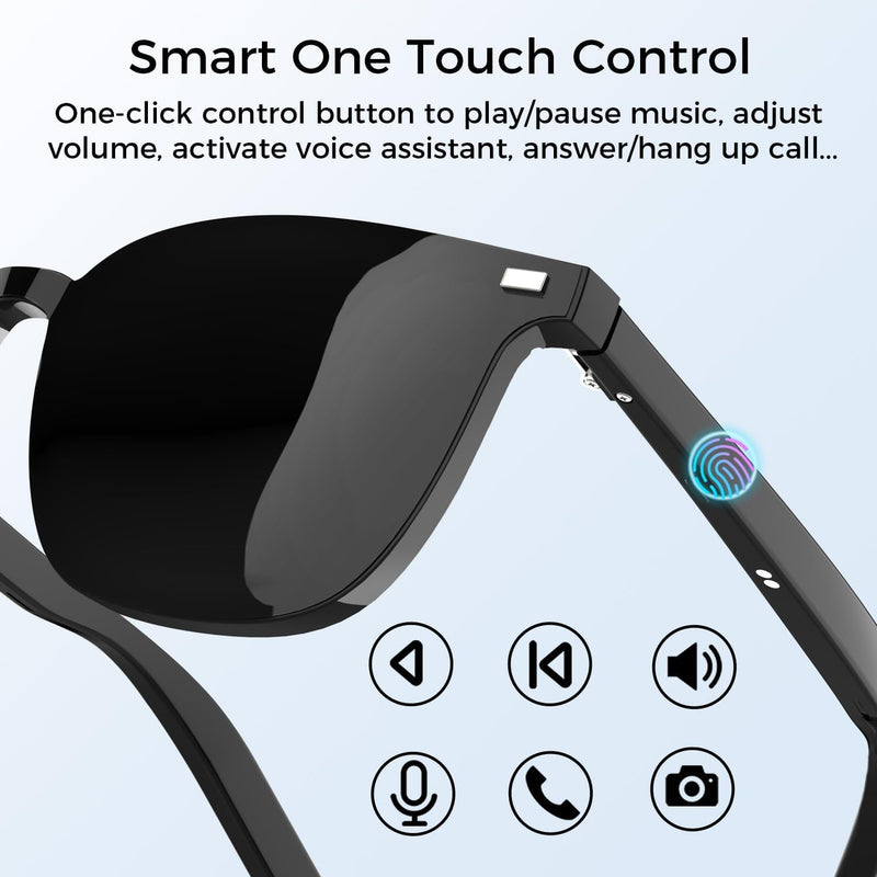 Smart Glasses, Bluetooth Glasses for Men and Women, with Speakers, Voice Assistant, UV Protection, Magnetic Clip-On Polarized & Night Vision Lenses for Indoor/Outdoor Use