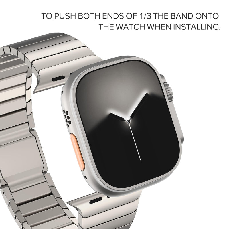 KADES Stainless Steel Band Fit for Apple Watch Band, Premium Metal Strap | Business Office Work, Butterfly Clasp, Classic Style, Sizing Tool Included, for iWatch Series 1-11/Ultra/SE 38mm-49mm Titamium(Titanium) 49/46/45/44/42mm(Series 3/2/1)