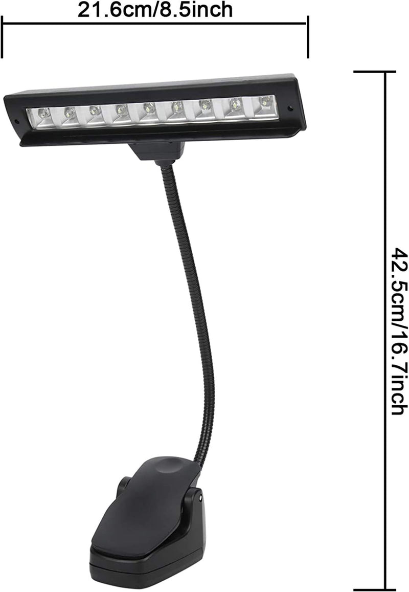 Battery Operated Music Stand Light 9 LED Super Bright Gooseneck Orchestra Piano Light Reading Lamp Clip On Lights for Grand Piano, Orchestra, Podium,Sheet Music,Guitar