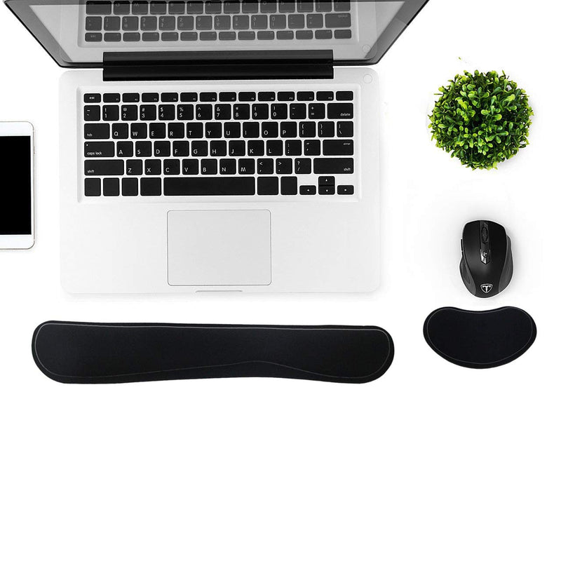 Wrist Rest for Computer Keyboard and Mouse Pad Support Memory Foam Set Easy Typing and Wrist Pain Relief Ergonomic Lightweight Anti-Skid Wrist Cushion for Office Gaming Laptop Mac (Black) Black