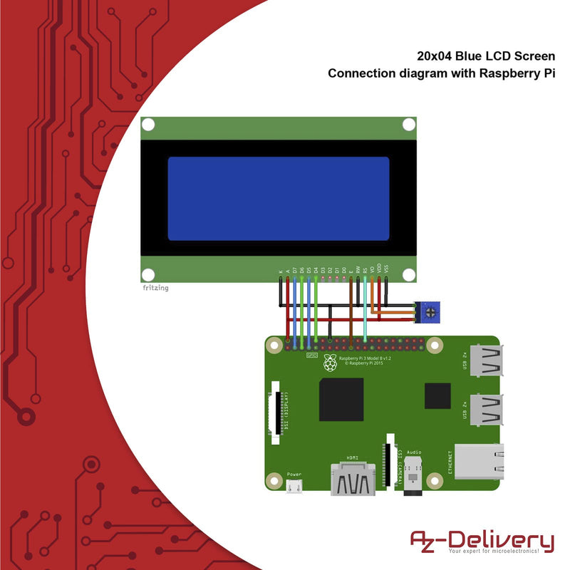 AZDelivery 3 x HD44780 2004 LCD Display 4 x 20 Characters with Blue Background and White Characters Compatible with Arduino and Raspberry Pi Includes E-Book