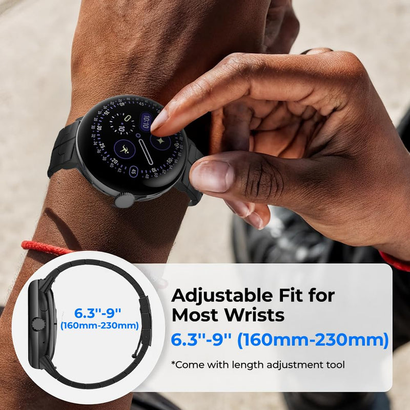 Titanium Metal Band for Google Pixel Watch 5/4/3 45mm & Pixel Watch 5/4/3/2/1 41mm, Adjustable Metal Titanium Strap with Fold-Over Clasp - Lightweight & Hypoallergenic Men