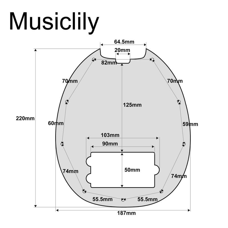 Musiclily 9 Hole Bass Pickguard for MusicMan MM StingRay 4 String Bass Guitar, 4Ply Vintage Tortoise