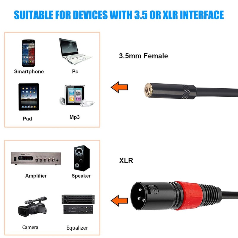 [AUSTRALIA] - COLICOLY 3.5mm Female to XLR Male Balanced Audio Converter Cable Adapter - 1ft 