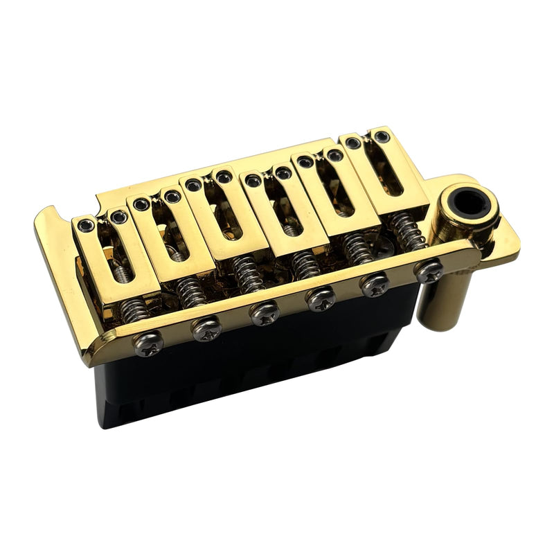 10.5mm Electric Guitar Bridge Zinc Alloy Saddles Block Stainless Steel Plate 6 String 2 Point Tremolo Bridge Compatible with Stratocaster Strat Electric Guitar Replacement Parts Gold