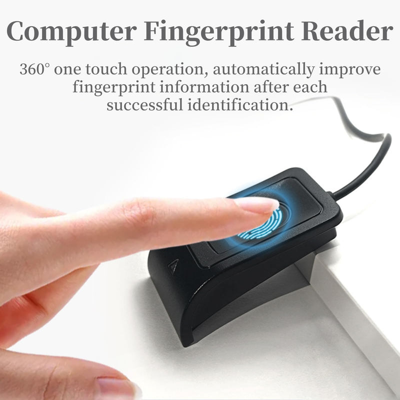 Desktop USB Fingerprint Reader, Computer Fingerprint Key Reader, USB Security Key with Extension Cable for Auto Calibration Recognition, Password