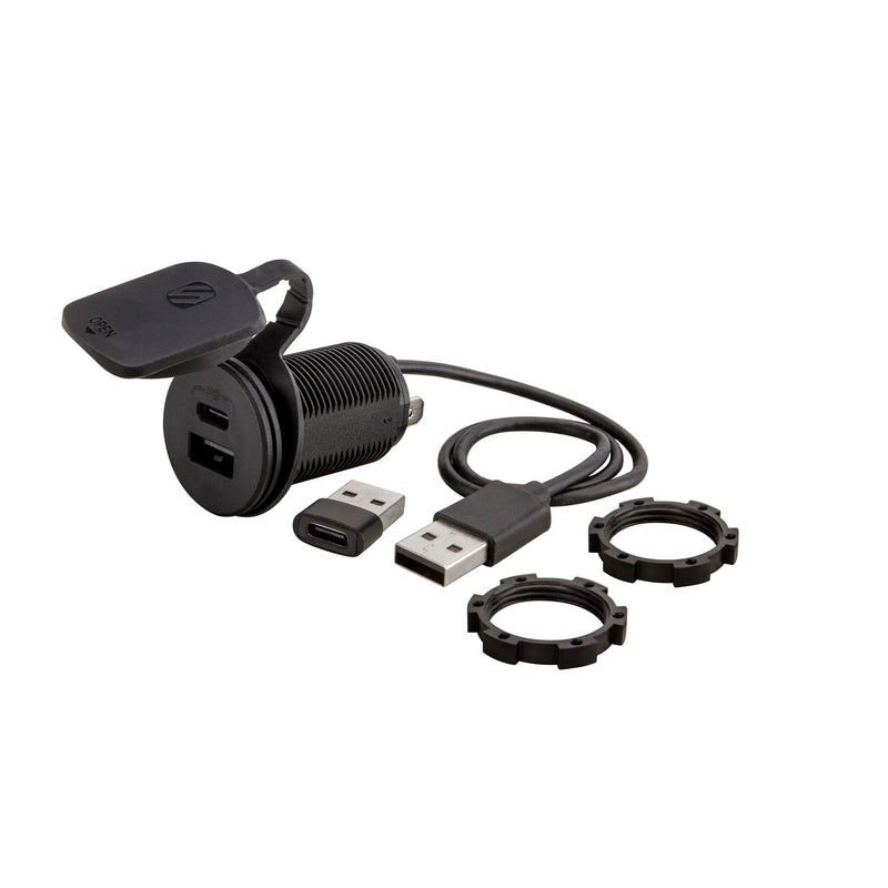 Scosche PowerVolt Dash Port 27W USB-C Car Charger with Data Pass-Through | USB Relocator for Apple CarPlay & Android Auto with 27W USB-C Charging and USB-A Port for Data Pass-Through Only 27W USB-C + USB-A Passthrough Dual Port