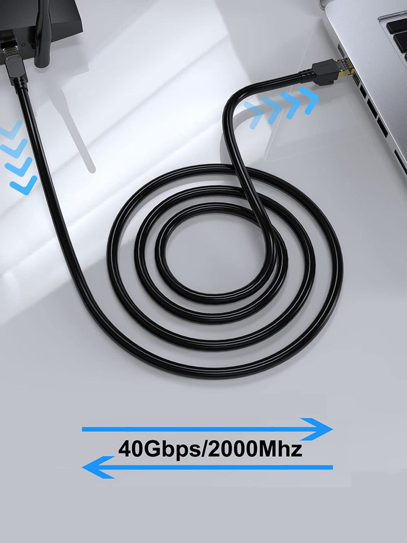 Dacrown Cat8 50ft & Cat8 100ft, Shielded, Heavy Duty High Speed Direct Burial 26AWG Network Wire, Outdoor&Indoor, 40Gbps 2000Mhz SFTP Patch Cord, RJ45 Cable for Router/Modem