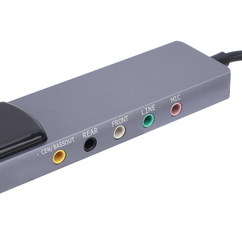 7.1 USB Surround Sound Card 5.1 External Sound Card with Optical SPDIF Input Output Audio Adapter Noise Reduction Aluminum for PC Laptop CM6206 Chip