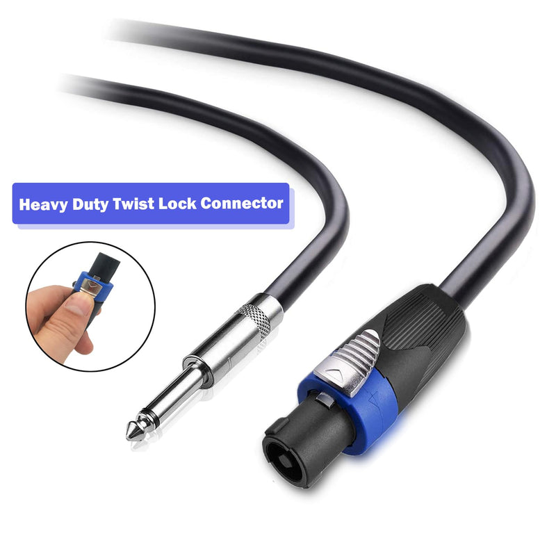 2 Pack 15ft Speakon to 1/4 Inch Male Speaker Cable, 15 feet 6.35mm Stereo Audio Connection Cord, 12 Gauge AWG Wires 15FT/2PACK