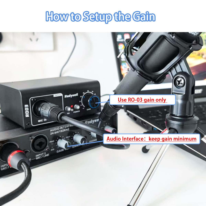 Mic Preamp with 19~75db Adjustable Gain Boost Balaneced Line Out and 48V for Dynamic, Condenser,Ribbon Microphone, Audio Interface, Audio Mixer
