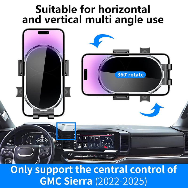 Car Phone Holder For GMC Sierra 1500 Elevation/SLE /SLT 2022 2023 2024 2025 2026，Sierra 2500 3500 SLE /SLT 2024-2026【Only 13.4-inch screen】Auto Accessories Interior Cell mobile Mount case accessory