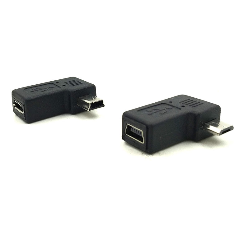 Duttek Micro USB to Mini USB Combo Adapter, Right Angle 90 Degree 1 pc Mini USB Male to Micro USB Female Adapter + 1 pc Mini USB Female to Micro USB Male Adapter Converter