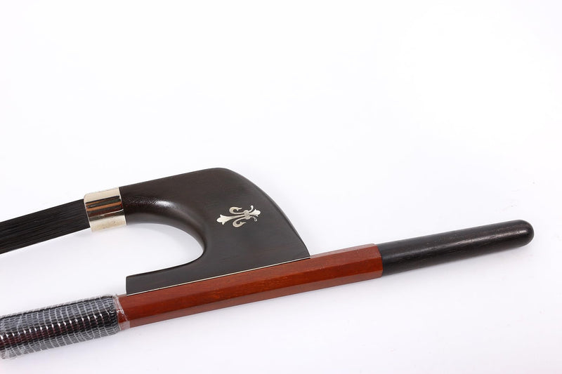 [AUSTRALIA] - Upright Double Bass German Bow 3/4 size Powerful Sound Black Natural Mongolia Horse Hair Brazilwood stick Well balance Ebony frog Nice shell inlay(black hair) black hair 