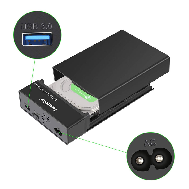 Tccmebius External Hard Drive Enclosure USB 3.0 to SATA Docking Station for 2.5/3.5 Inch SATA I/II/III HDD SSD, Up to 10TB, Support UASP & Automatic Sleep Function, Tool-Free (TCC-S8)