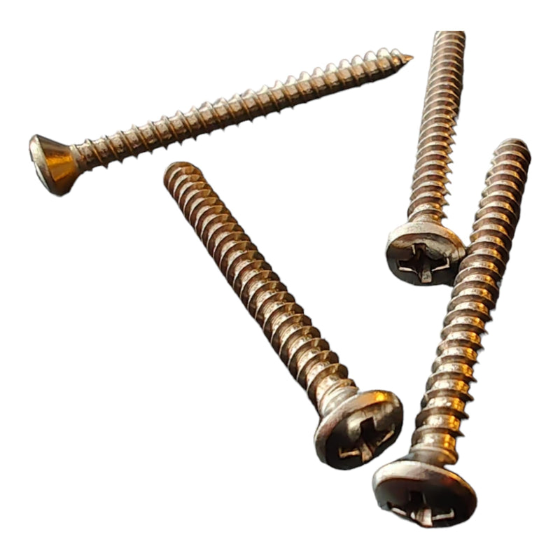 4 Pack Stainless Steel Long Guitar Neckplate Screws 1-3/4 inch X #8 Made in USA