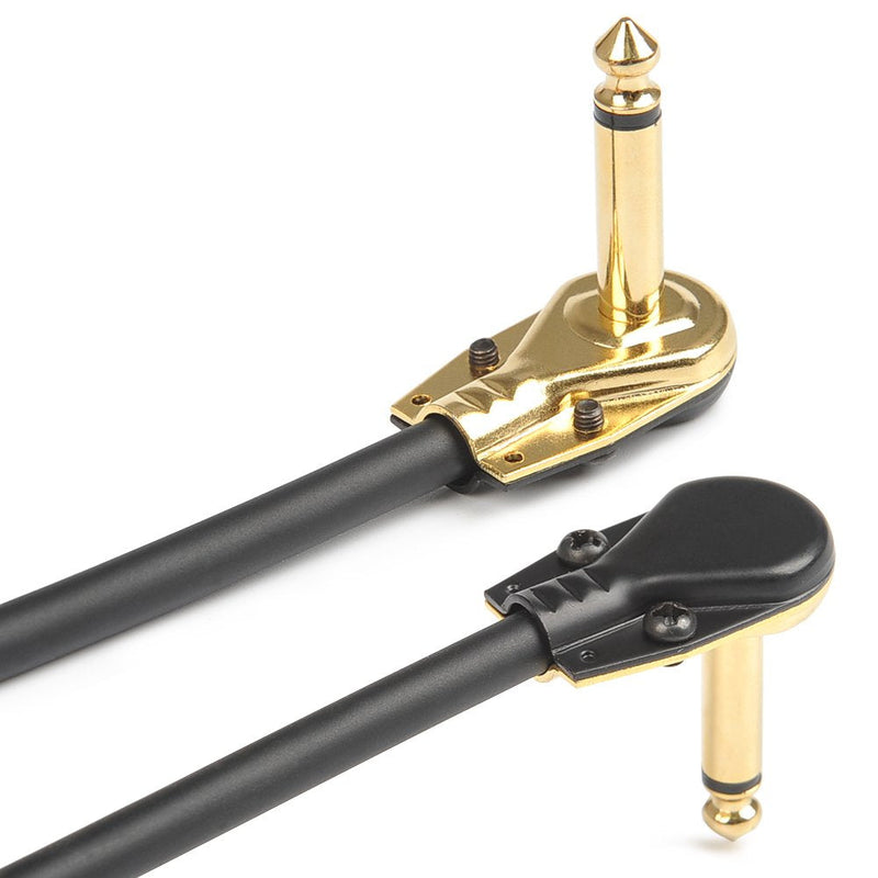 TIMESETL 6 Pack 6 Inch Guitar Patch Cable Ultra Quiet Instrument Effect Pedal Patch Cords 1/4 inch Right Angle Low Profile Pancake Design