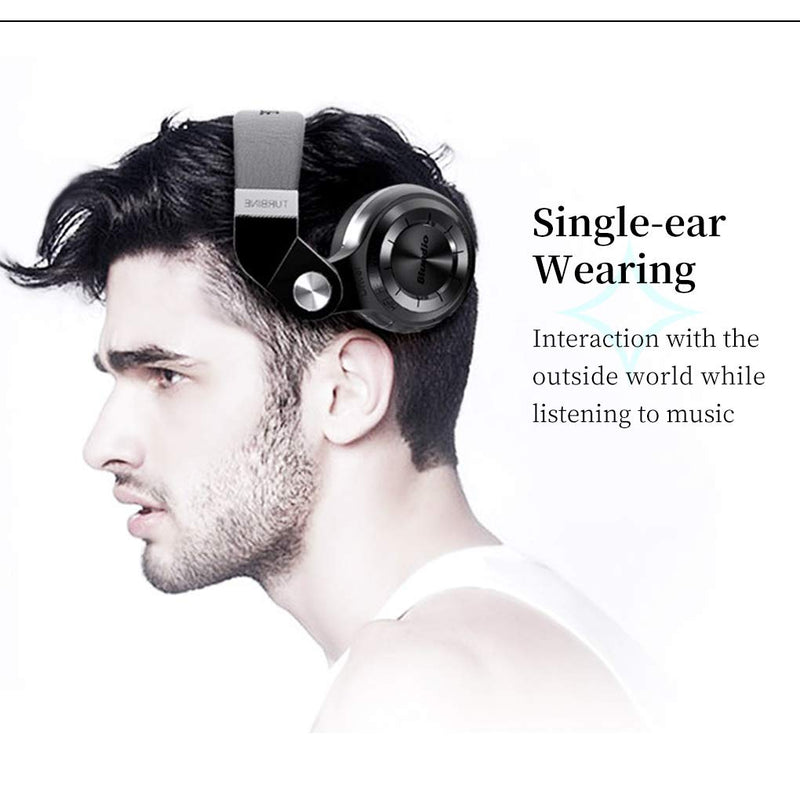 Bluedio Bluetooth Headphones Over Ear, Lightweight Rotary Folding Wireless Headphones with Micro 40 H Music Time Headset with SD Card Slot/FM Radio and Storage Bag (Black T2+) Black T2+
