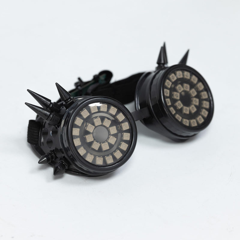 RGB LED Spiked Cyberpunk Goggles, Futuristic Punk Rave Glasses, Luminous Cosplay Eyewear for Party, Festival, DJ Club and Halloween