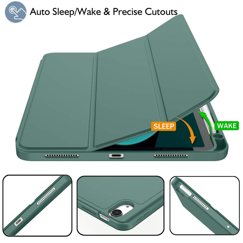 ZryXal iPad Air Case 5th Generation/4th Generation 2022/2020 10.9 Inch, Smart iPad Case[Support Touch ID and Auto Wake/Sleep] with Auto 2nd Gen Pencil Charging (New Midnight Green) New Midnight Green