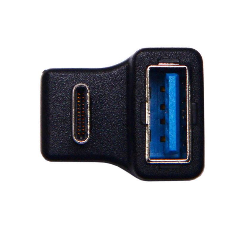 Cablecc 180 Degree Up & Down Angled Type-C USB-C OTG to USB 3.0 Female Extension Adapter for Cell Phone & Tablet